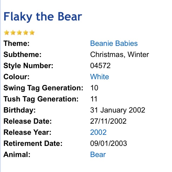 2002 Flaky the Bear Beanie Baby - Picture 3 of 10